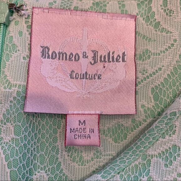Anthropologie Romeo + Juliet Couture Mint Green Lace Skater Dress Size Medium - Picture 6 of 11